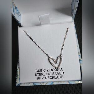 Rachel Zoe heart cubic zirconia sterling silver necklace